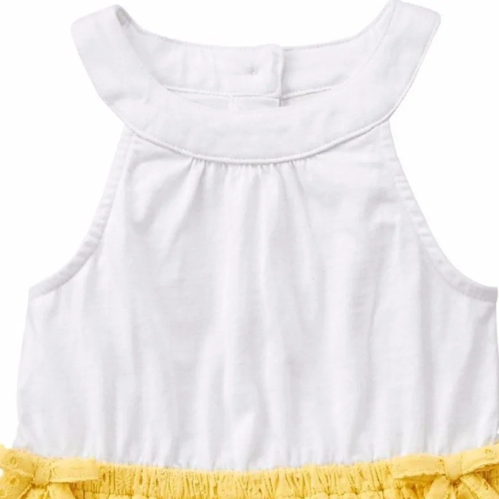 Gymboree Baby Girl Sleeveless Eyelet Dress Set Size 6-12 Mo Yellow White‎ NWT